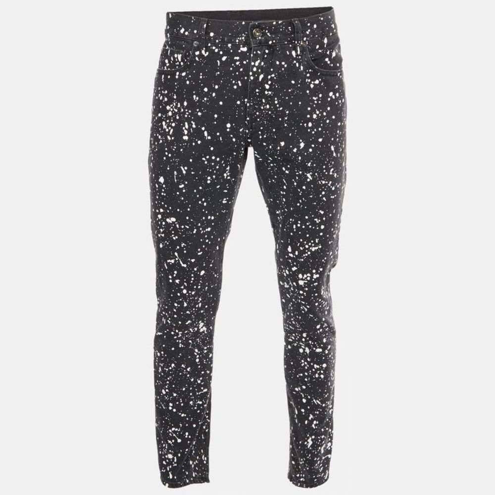 Off-White Black Paint Splattered Denim Skinny Jeans L/waist 36"